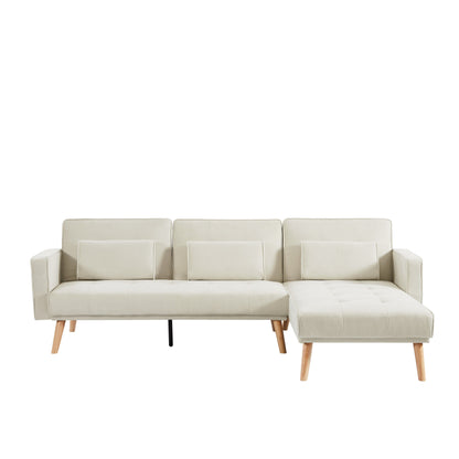 94.5'' Linen Convertible 3-Seater Sectional Sofa with Chaise and Organizer Bag