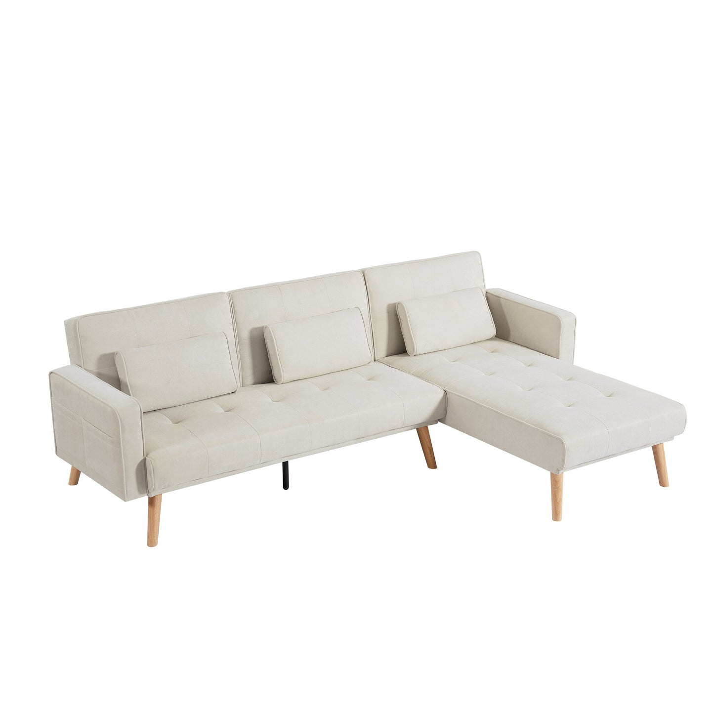 94.5'' Linen Convertible Sectional Sofa with Chaise, Right Facing Design, Foam Cushions, and Organizer Bag