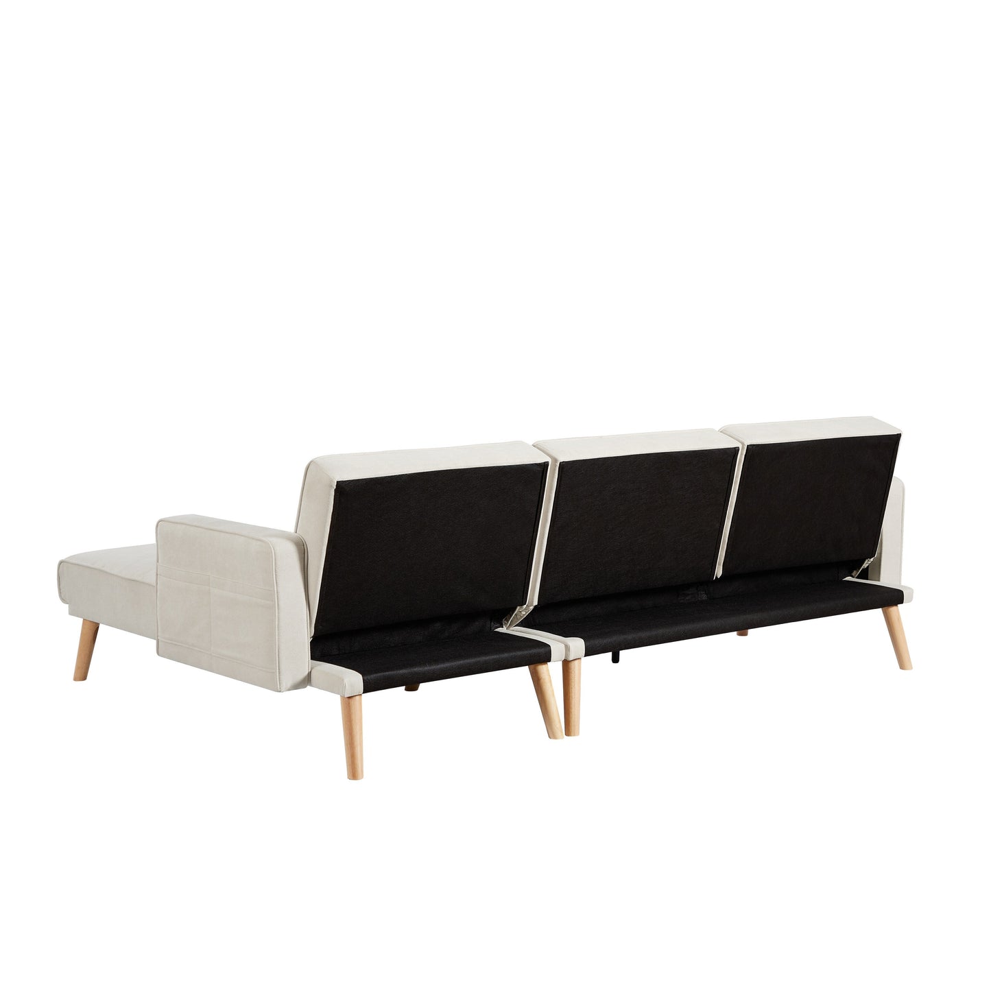94.5'' Linen Convertible Sectional Sofa with Chaise, Right Facing Design, Foam Cushions, and Organizer Bag