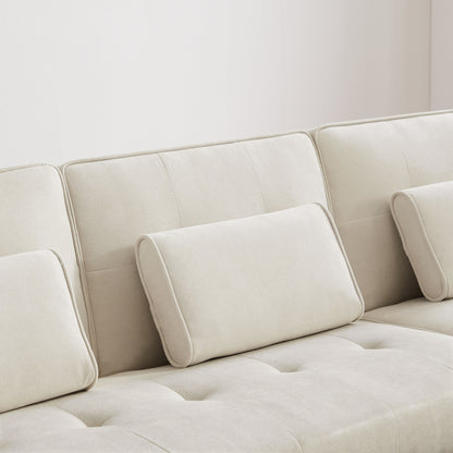 94.5'' Linen Convertible Sectional Sofa with Chaise, Right Facing Design, Foam Cushions, and Organizer Bag