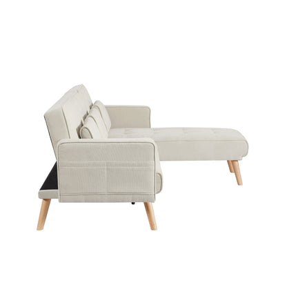 94.5'' Linen Convertible Sectional Sofa with Chaise, Right Facing Design, Foam Cushions, and Organizer Bag