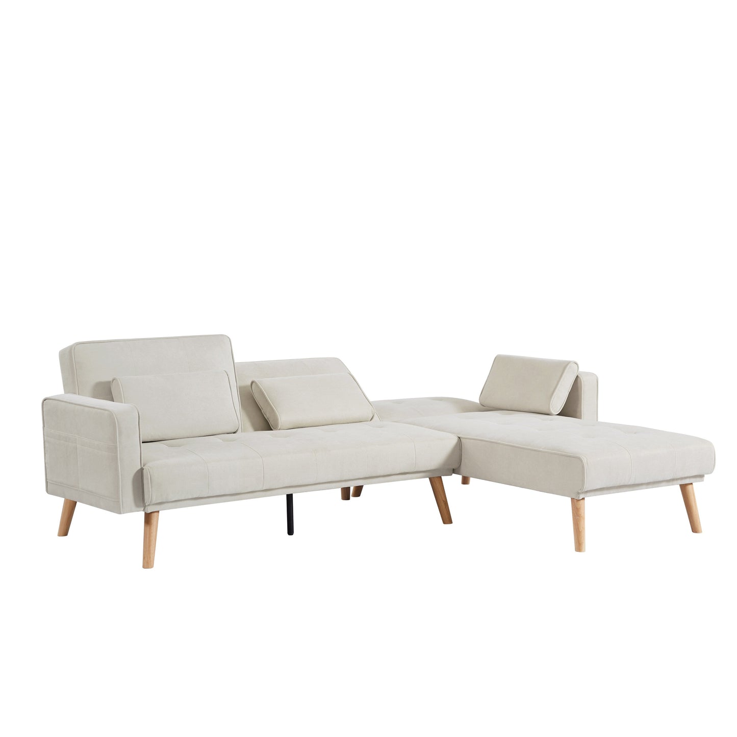 94.5'' Linen Convertible Sectional Sofa with Chaise, Right Facing Design, Foam Cushions, and Organizer Bag