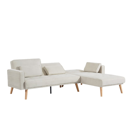 94.5'' Linen Convertible Sectional Sofa with Chaise, Right Facing Design, Foam Cushions, and Organizer Bag