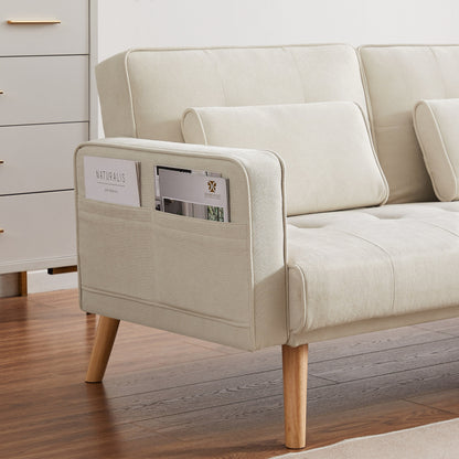 94.5'' Linen Convertible Sectional Sofa with Chaise, Right Facing Design, Foam Cushions, and Organizer Bag