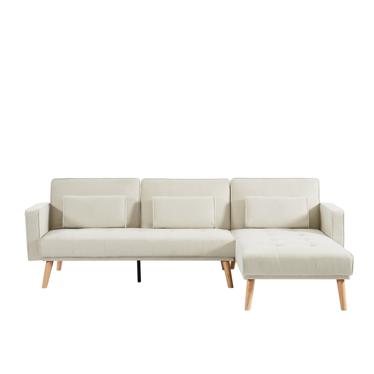 94.5'' Linen Convertible Sectional Sofa with Chaise, Right Facing Design, Foam Cushions, and Organizer Bag