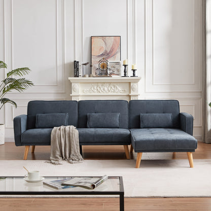 94.5'' Linen Convertible Sectional Sofa with Right Chaise, Storage Organizer, and Foam Cushions