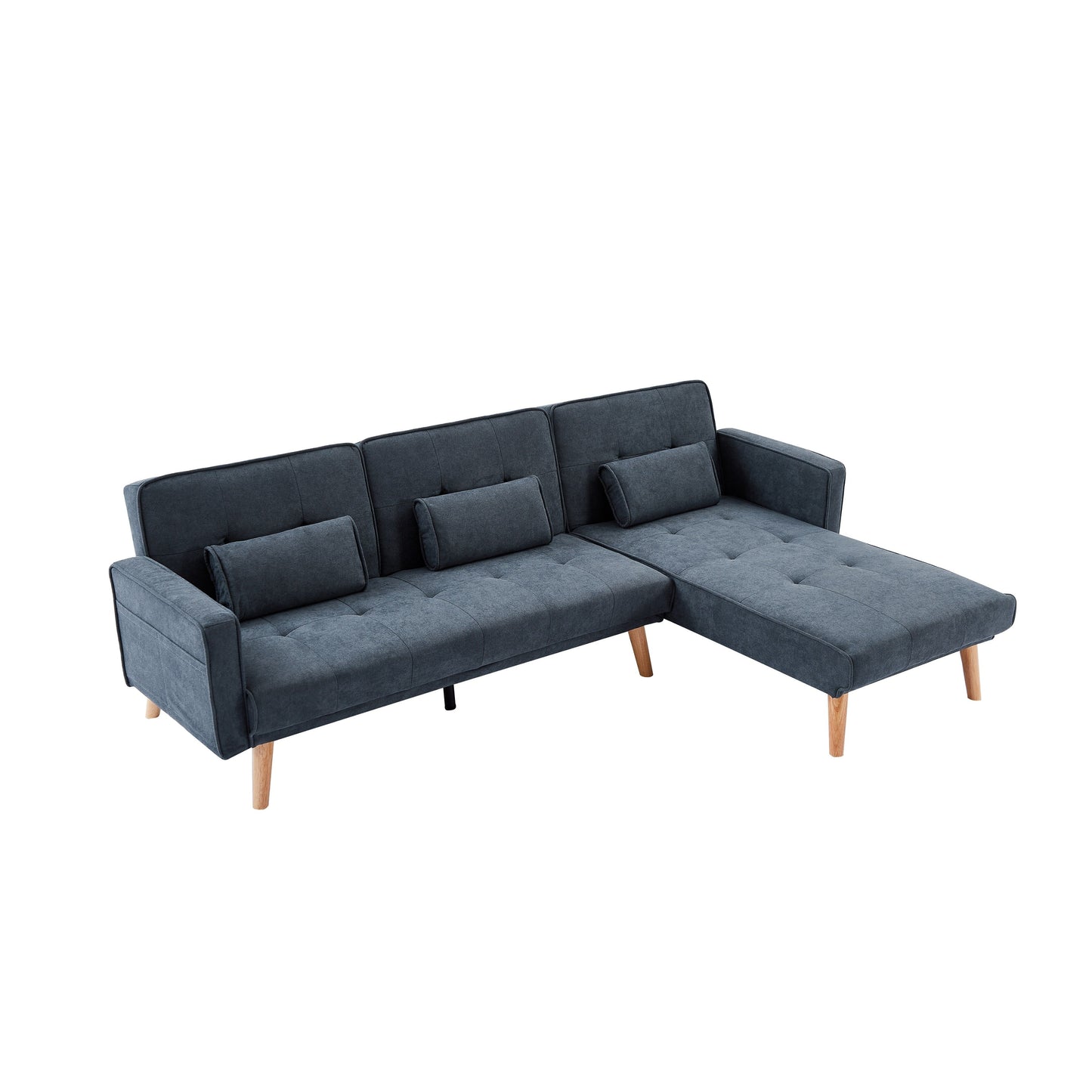 94.5'' Linen Convertible Sectional Sofa with Right Chaise, Storage Organizer, and Foam Cushions