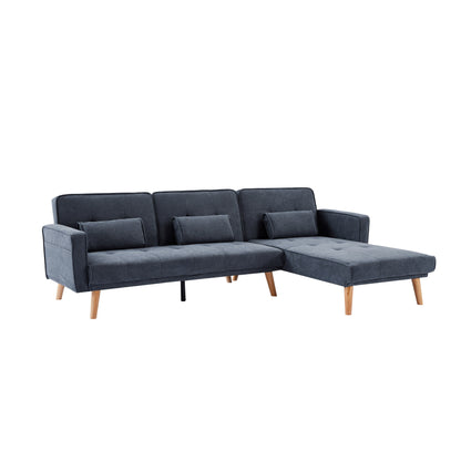 94.5'' Linen Convertible Sectional Sofa with Right Chaise, Storage Organizer, and Foam Cushions