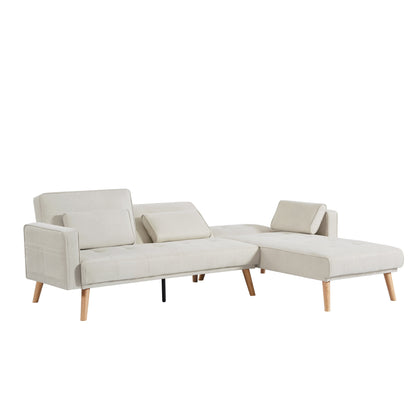 94.5'' Linen L-Shaped Convertible Sofa with Storage