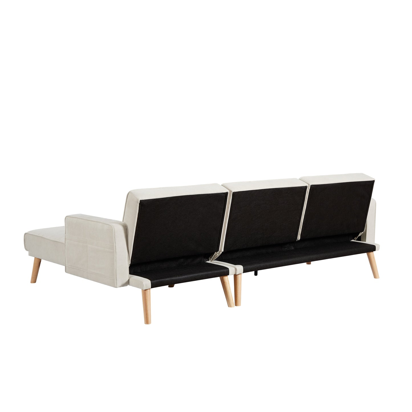 94.5'' Linen L-Shaped Convertible Sofa with Storage