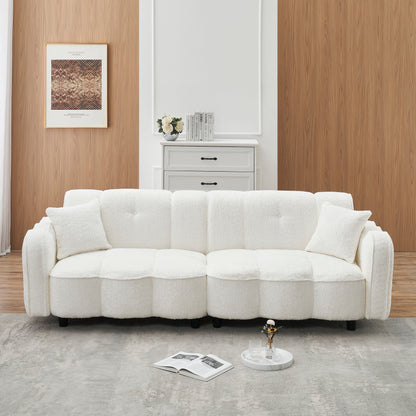 96.06'' Upholstered 3-Seater Sofa with 2 Pillows, Cloud Design, Deep Seat, and Thick Foam Cushions