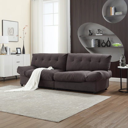 96.46'' Button-Tufted Fabric 2-Seater Sofa, Sturdy and Comfy Frame for Living Room
