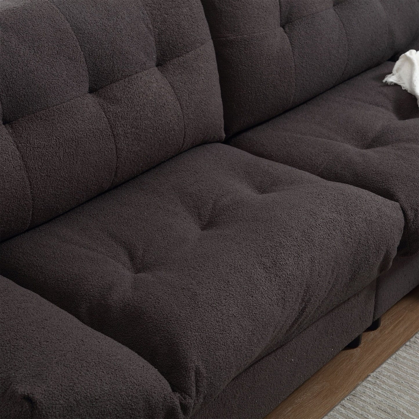 96.46'' Button-Tufted Fabric 2-Seater Sofa, Sturdy and Comfy Frame for Living Room