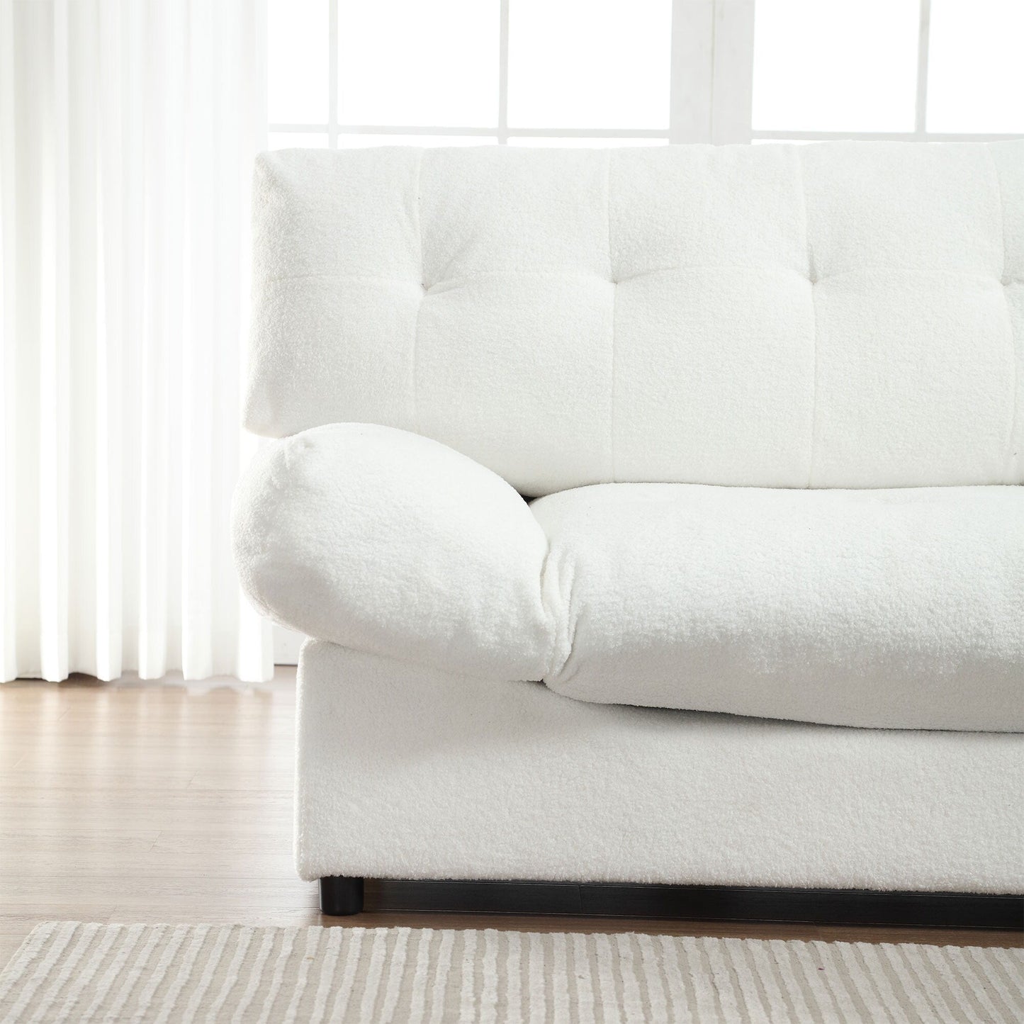 96.46'' Button-Tufted Fabric 2-Seater Sofa, Sturdy and Comfy Frame for Living Room