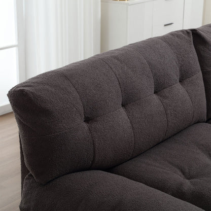96.46'' Button-Tufted Fabric 2-Seater Sofa, Sturdy and Comfy Frame for Living Room