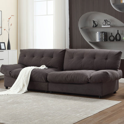 96.46'' Button-Tufted Fabric 2-Seater Sofa, Sturdy and Comfy Frame for Living Room