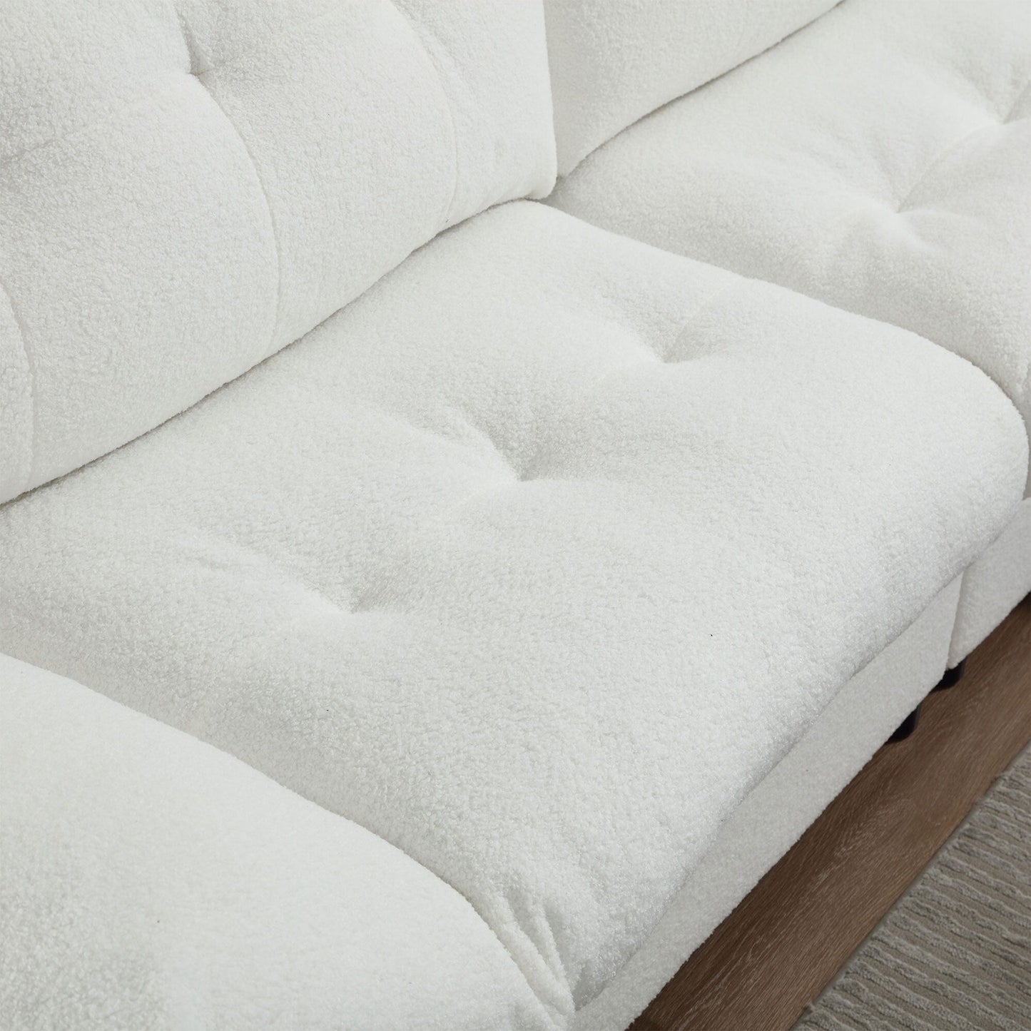 96.46'' Button-Tufted Fabric 2-Seater Sofa, Sturdy and Comfy Frame for Living Room
