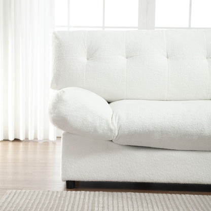 96.46'' Fabric 2 Seater Sofa Couch with Comfy Padded Design and Cloud Style, Plastic Feet, for Living Room and Apartment