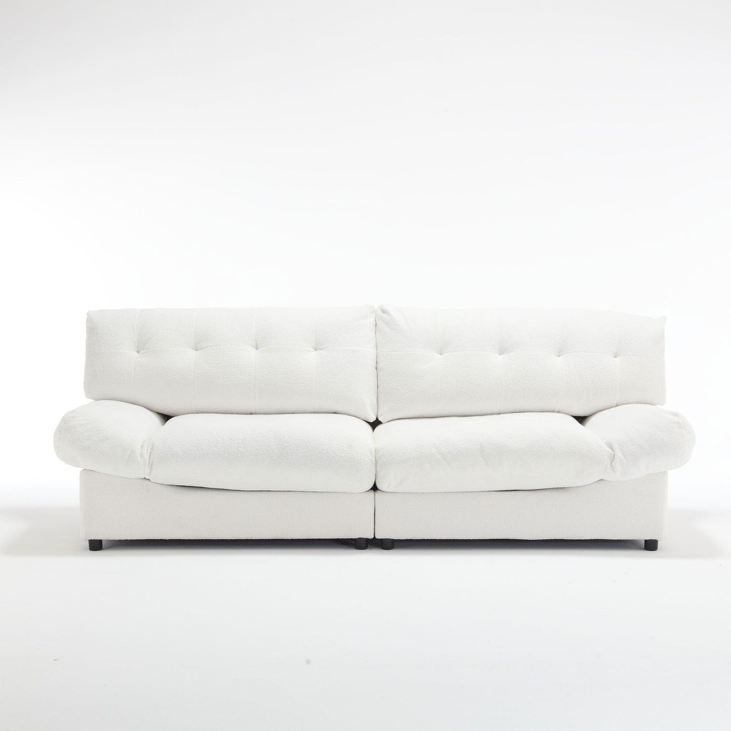 96.46'' Fabric 2 Seater Sofa Couch with Comfy Padded Design and Cloud Style, Plastic Feet, for Living Room and Apartment