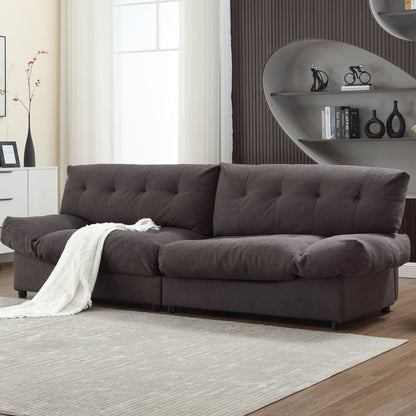 96.46'' Fabric 2 Seater Sofa Couch with Comfy Padded Design and Cloud Style, Plastic Feet, for Living Room and Apartment