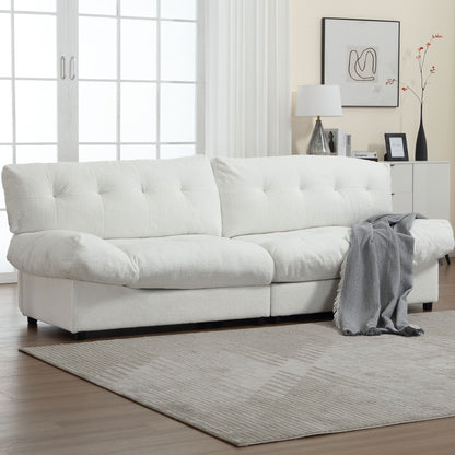 96.46'' Fabric 2 Seater Sofa Couch with Comfy Padded Design and Cloud Style, Plastic Feet, for Living Room and Apartment