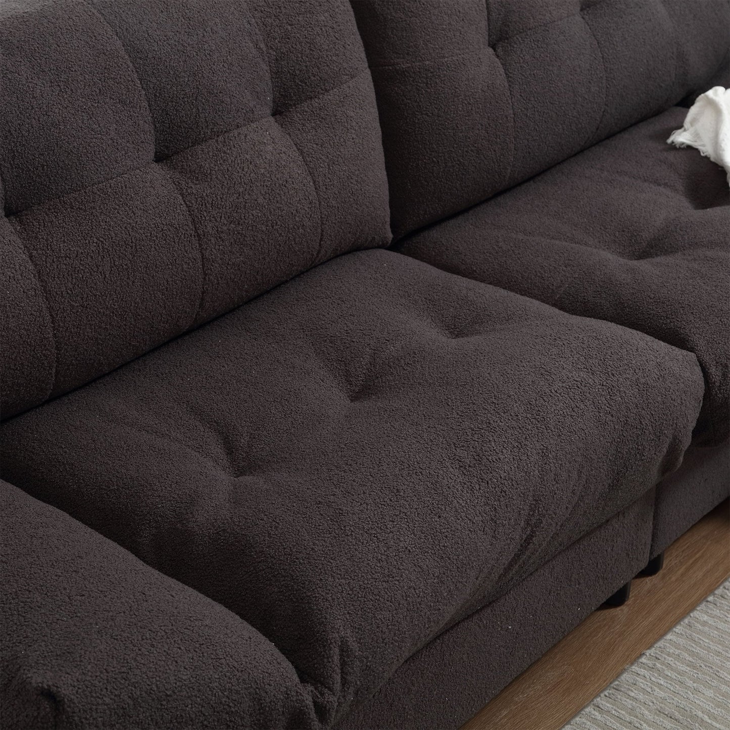 96.46'' Fabric 2 Seater Sofa Couch with Comfy Padded Design and Cloud Style, Plastic Feet, for Living Room and Apartment