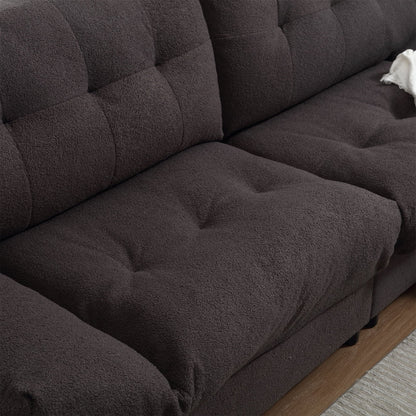 96.46'' Fabric 2 Seater Sofa Couch with Comfy Padded Design and Cloud Style, Plastic Feet, for Living Room and Apartment
