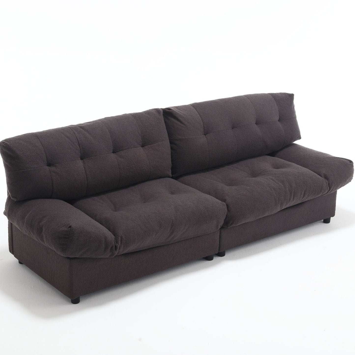 96.46'' Fabric 2 Seater Sofa Couch with Comfy Padded Design and Cloud Style, Plastic Feet, for Living Room and Apartment