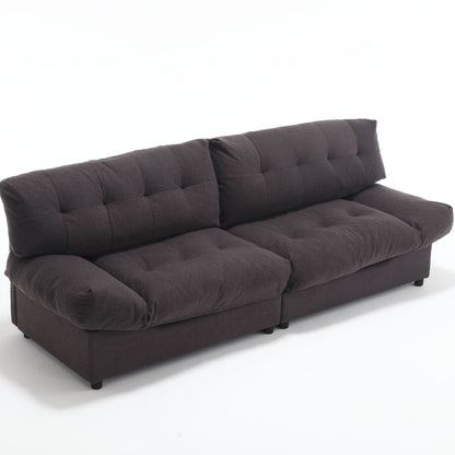 96.46'' Fabric 2 Seater Sofa Couch with Comfy Padded Design and Cloud Style, Plastic Feet, for Living Room and Apartment