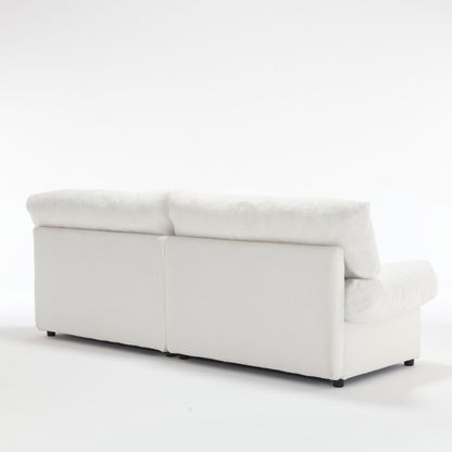 96.46'' Fabric 2 Seater Sofa Couch with Comfy Padded Design and Cloud Style, Plastic Feet, for Living Room and Apartment