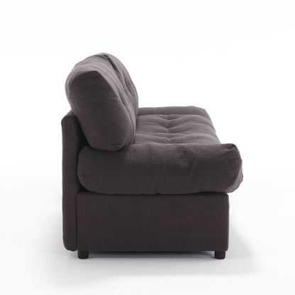 96.46'' Fabric 2 Seater Sofa Couch with Comfy Padded Design and Cloud Style, Plastic Feet, for Living Room and Apartment