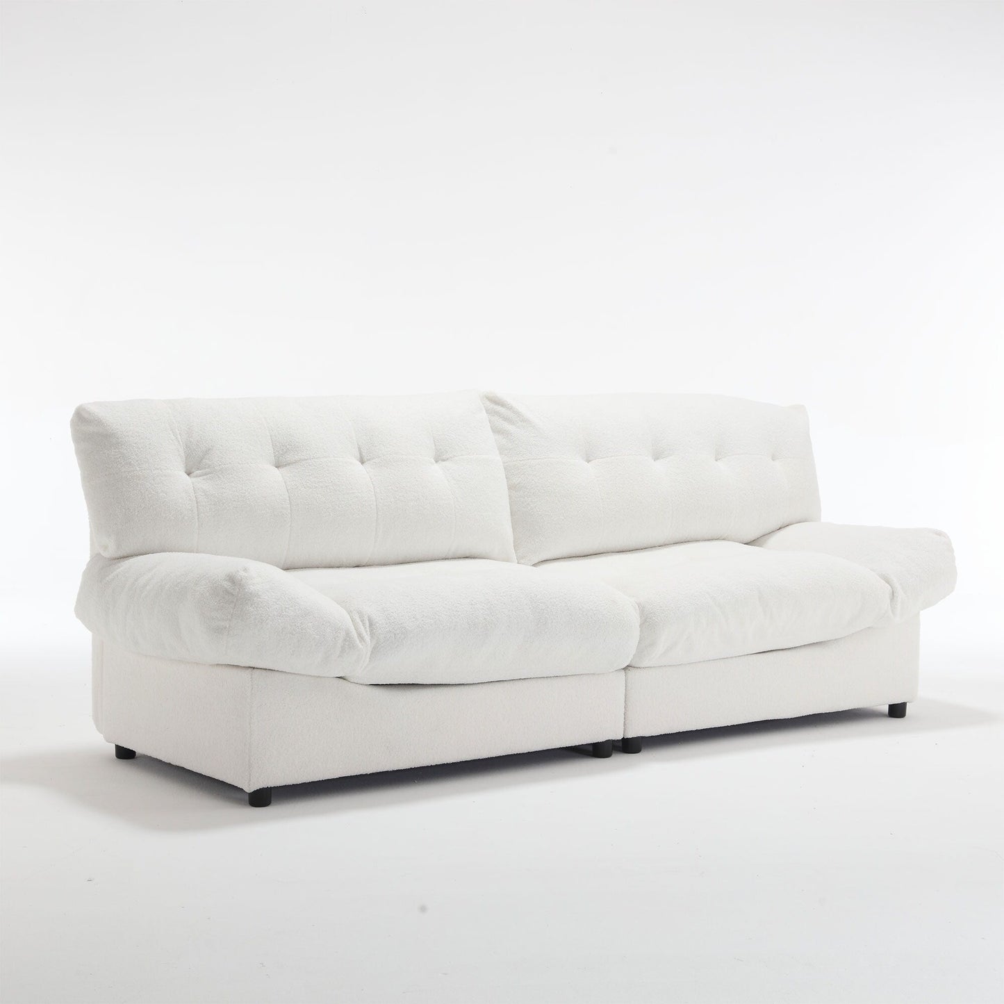 96.46'' Fabric 2 Seater Sofa Couch with Comfy Padded Design and Cloud Style, Plastic Feet, for Living Room and Apartment