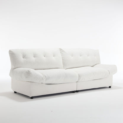 96.46'' Fabric 2 Seater Sofa Couch with Comfy Padded Design and Cloud Style, Plastic Feet, for Living Room and Apartment