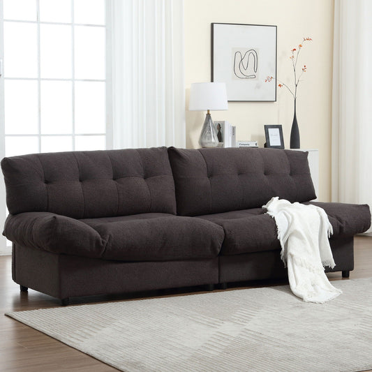 96.46'' Fabric 2 Seater Sofa Couch with Comfy Padded Design and Cloud Style, Plastic Feet, for Living Room and Apartment