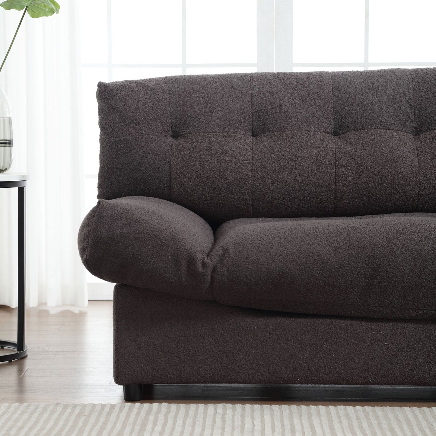 96.46'' Fabric 2 Seater Sofa Couch with Comfy Padded Design and Cloud Style, Plastic Feet, for Living Room and Apartment