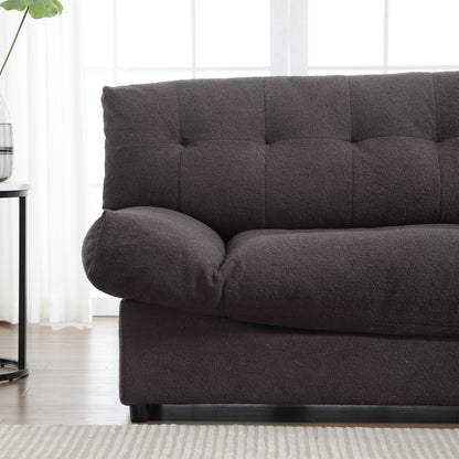 96.46'' Fabric 2 Seater Sofa Couch with Comfy Padded Design and Cloud Style, Plastic Feet, for Living Room and Apartment