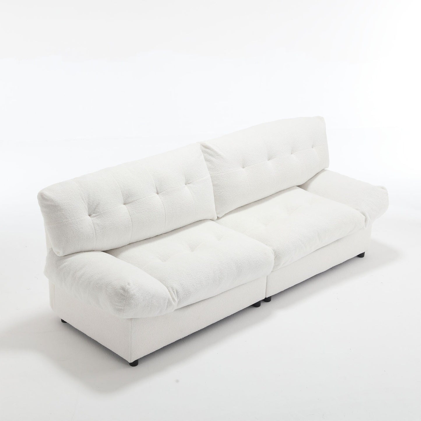 96.46'' Fabric 2 Seater Sofa Couch with Comfy Padded Design and Cloud Style, Plastic Feet, for Living Room and Apartment