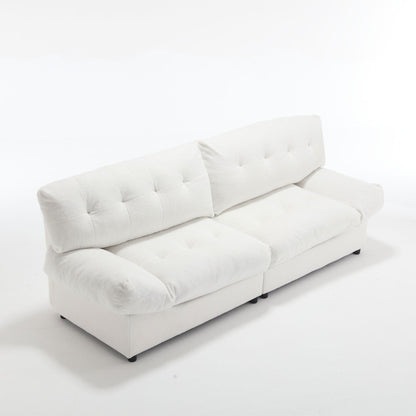 96.46'' Fabric 2 Seater Sofa Couch with Comfy Padded Design and Cloud Style, Plastic Feet, for Living Room and Apartment