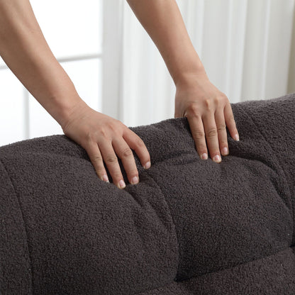 96.46'' Fabric 2 Seater Sofa Couch with Comfy Padded Design and Cloud Style, Plastic Feet, for Living Room and Apartment