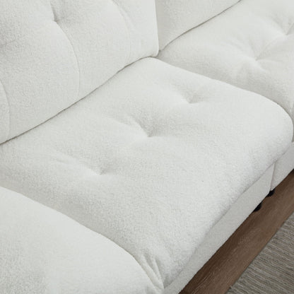 96.46'' Fabric 2 Seater Sofa Couch with Comfy Padded Design and Cloud Style, Plastic Feet, for Living Room and Apartment