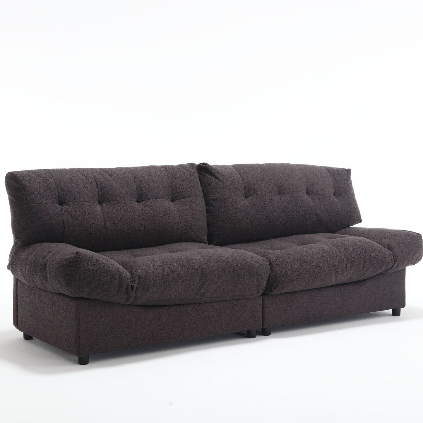 96.46'' Fabric 2 Seater Sofa Couch with Comfy Padded Design and Cloud Style, Plastic Feet, for Living Room and Apartment