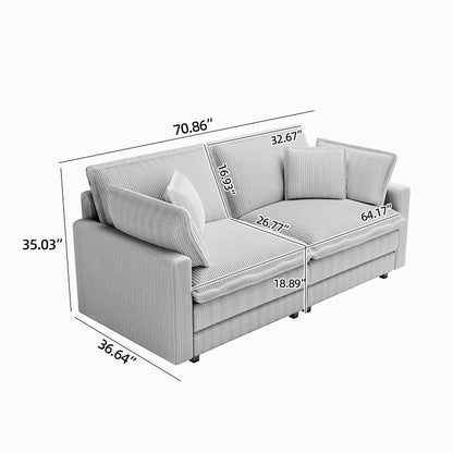 96 Corduroy Modern Classic 3-Seater Sofa - Deep Seat,With 4 Pillow For Living Room
