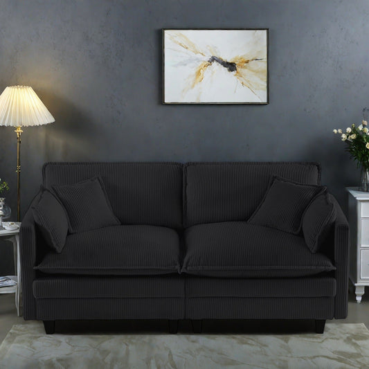 96 Corduroy Modern Classic 3-Seater Sofa - Deep Seat,With 4 Pillow For Living Room