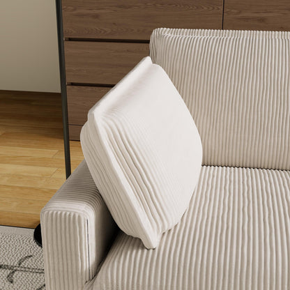 96 Corduroy Modern Classic 3-Seater Sofa - Deep Seat,With 4 Pillow For Living Room