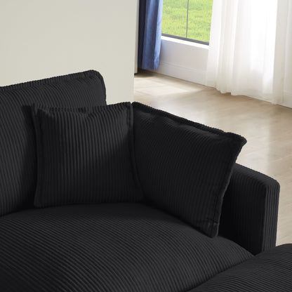 96 Corduroy Modern Classic 3-Seater Sofa - Deep Seat,With 4 Pillow For Living Room