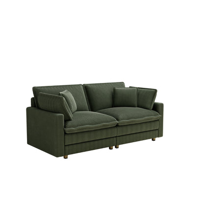 96 Corduroy Modern Classic 3-Seater Sofa - Deep Seat,With 4 Pillow For Living Room