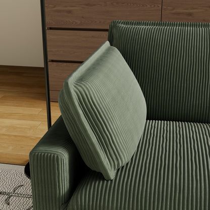 96 Corduroy Modern Classic 3-Seater Sofa - Deep Seat,With 4 Pillow For Living Room