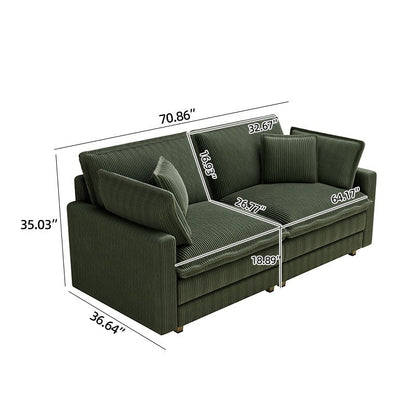 96 Corduroy Modern Classic 3-Seater Sofa - Deep Seat,With 4 Pillow For Living Room
