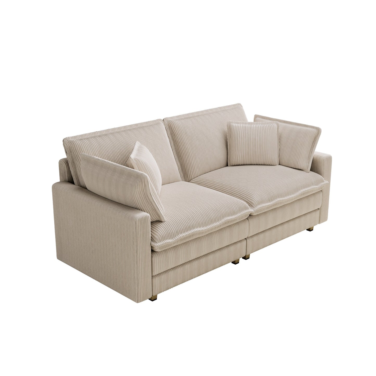 96 Corduroy Modern Classic 3-Seater Sofa - Deep Seat,With 4 Pillow For Living Room