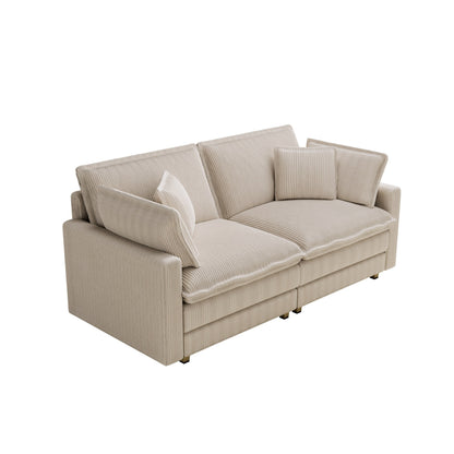 96 Corduroy Modern Classic 3-Seater Sofa - Deep Seat,With 4 Pillow For Living Room